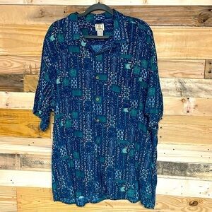 Morro Bay size XL button down blue and green Hawaiian shirt